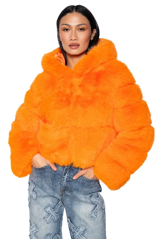 Customer Appreciation Sale chic wool coatAVI FAUX FOX FUR COAT