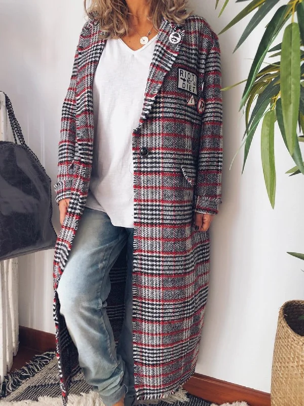Get It Before It’s Gone comfortable winter coatPlaid Vintage Pocket Large Size Coat
