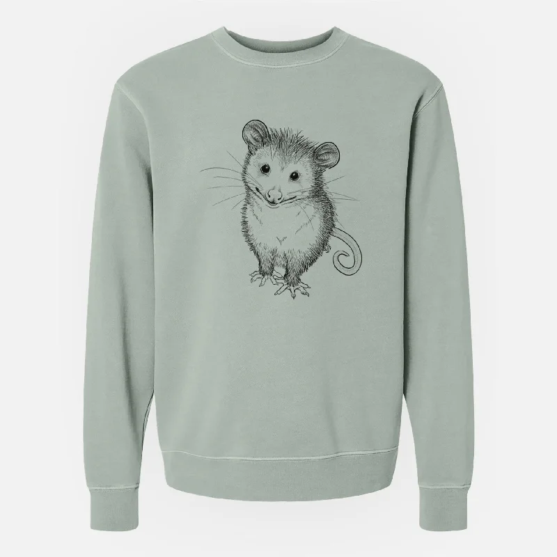 Act Fast stylish performance hoodieCute Opossum - Unisex Pigment Dyed Crew Sweatshirt