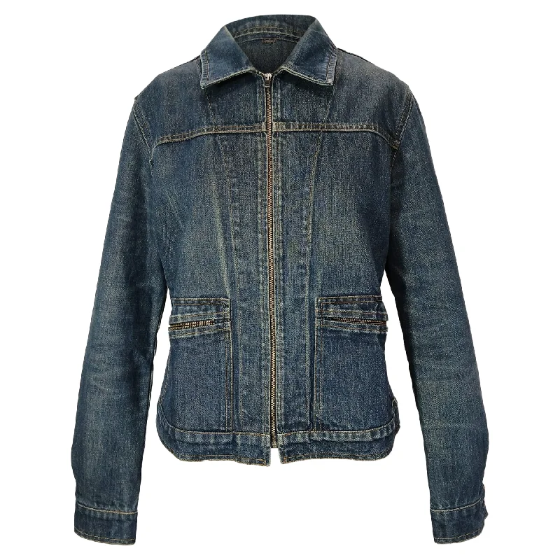 Fendi Vintage Zipped Jacket in Blue Cotton Denim