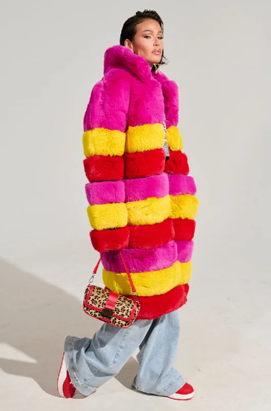 Deal Alert wool-blend coatRAMI MULTI COLOR FAUX FUR PANEL TRENCH COAT