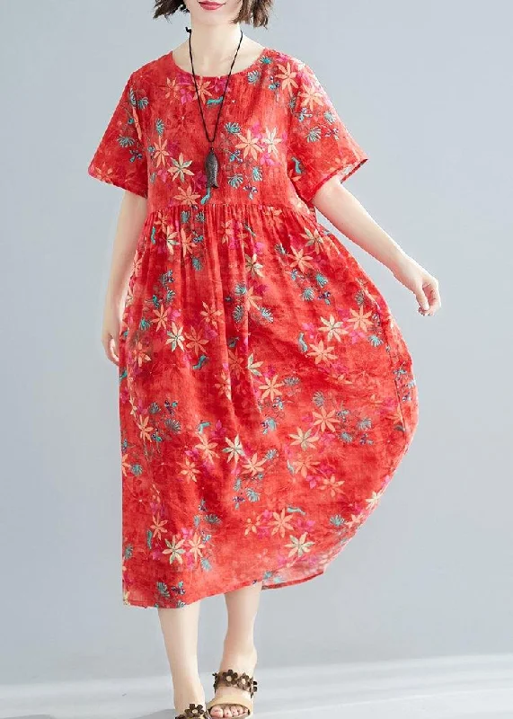 New Markdowns flowy maxi dressWomen red print cotton clothes o neck patchwork Cinched Traveling summer Dress New Markdowns flowy maxi dressWomen red print cotton clothes o neck patchwork Cinched Traveling summer Dress