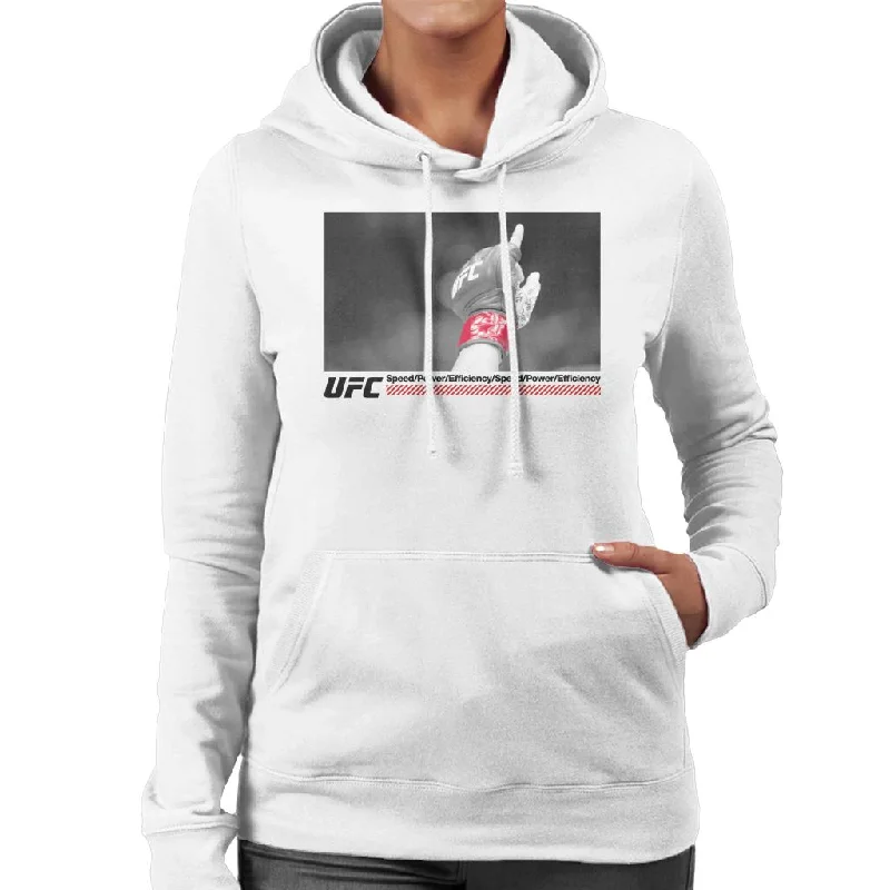 Special Price street style hoodieUFC Victory Fight Glove Shot Black Text Women's Hooded Sweatshirt