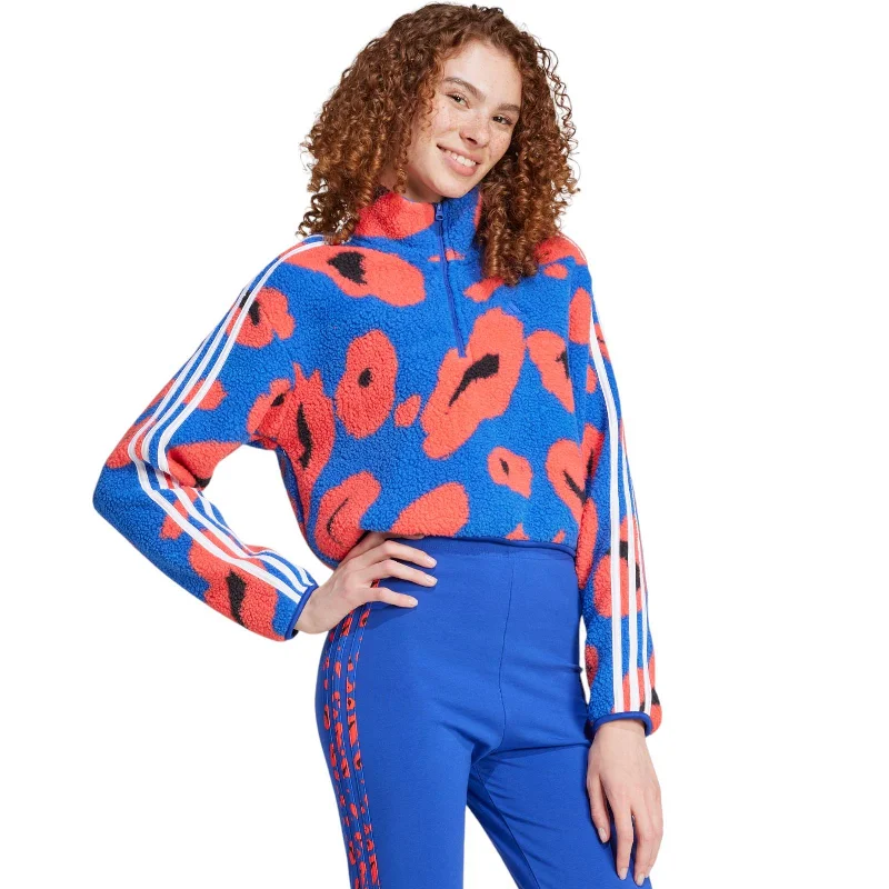 New Deals adidas Essentials Womens Quarter-Zip Cropped Fleece Top
