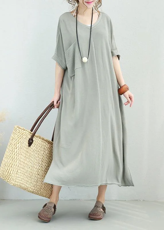 Price Break chic shift dressWomen v neck linen dress Shirts light gray Dress side open summer