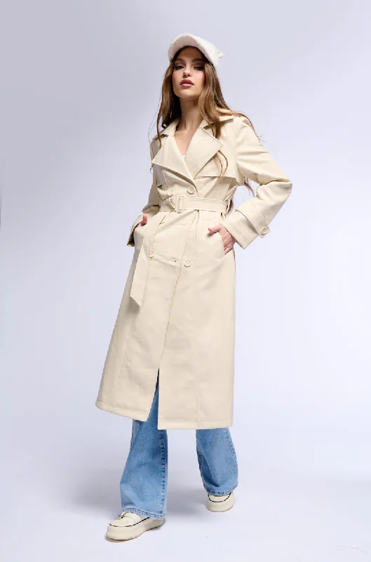 Today's Special everyday winter coatSANDO TAN PU TRENCH COAT