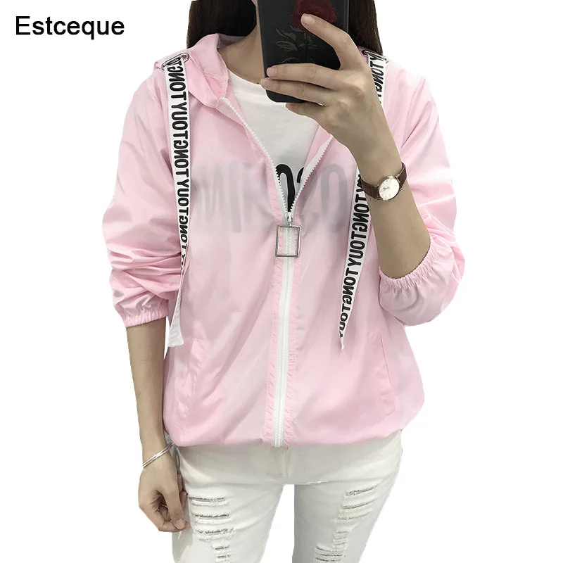 urban street coatJackets Women 2018 New Fashion Bomber Jacket Women's Hooded Basic Jacket Casual Thin Windbreaker Female Outwear Women Coat