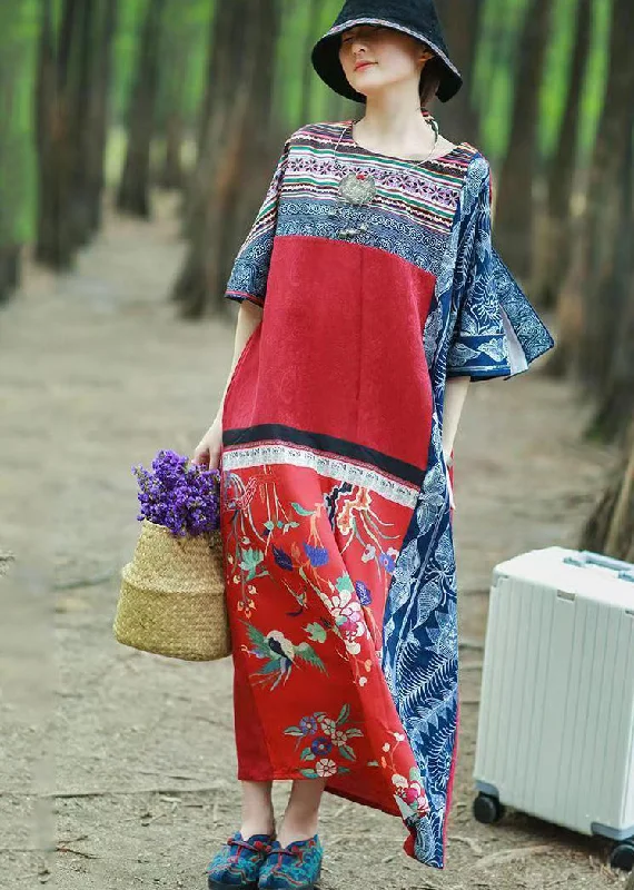 Great Deals layered dressUnique Red Ethnic Style Patchwork Print Cotton Long Dress Short Sleeve Great Deals layered dressUnique Red Ethnic Style Patchwork Print Cotton Long Dress Short Sleeve