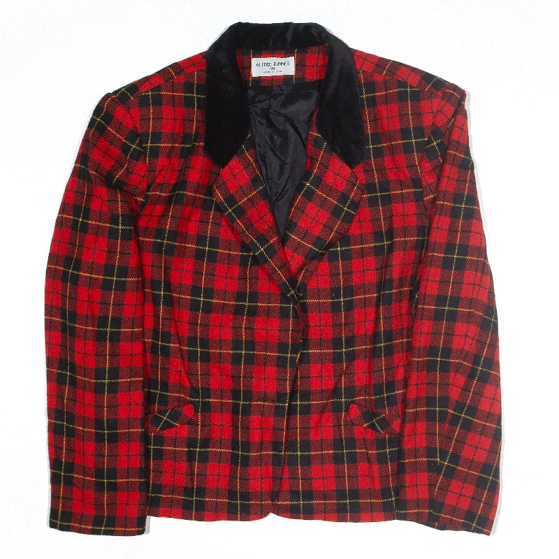 windproof jacketALFRED DUNNER Wool Blend Blazer Jacket Red Check Womens L