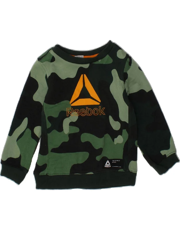 Online Specials REEBOK Baby Boys Sweatshirt Jumper 18-24 Months Green Camouflage Cotton