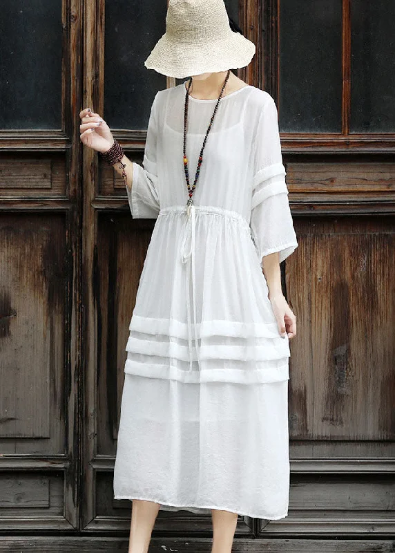 Price Drop trendy dressBohemian White Tie Waist Patchwork Cotton Dress Two Pieces Set Summer Price Drop trendy dressBohemian White Tie Waist Patchwork Cotton Dress Two Pieces Set Summer
