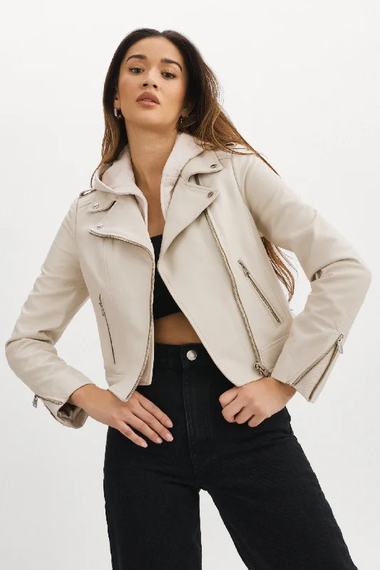 fashion-forward coatHOLY | Leather Biker Jacket with Removable Hood