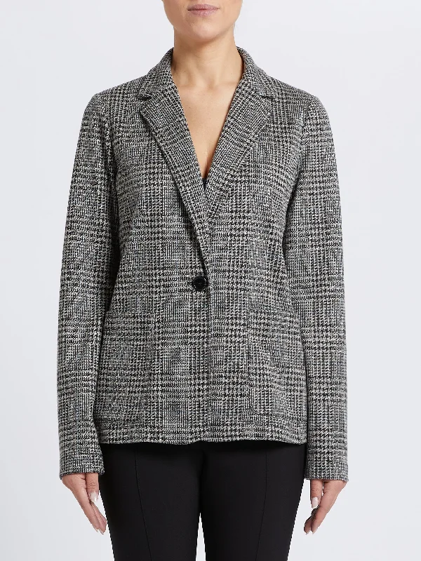 pleated dressPENNYBLACK Checkered Grey/Blue Jersery Blazer Style Jacket