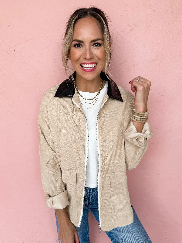 Low Prices warm trench coatVibe All Day Contrast Collar Corduroy Jacket