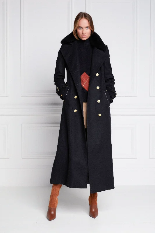 trendy bomber coatMarlborough Shearling Trench Coat (Soft Black)