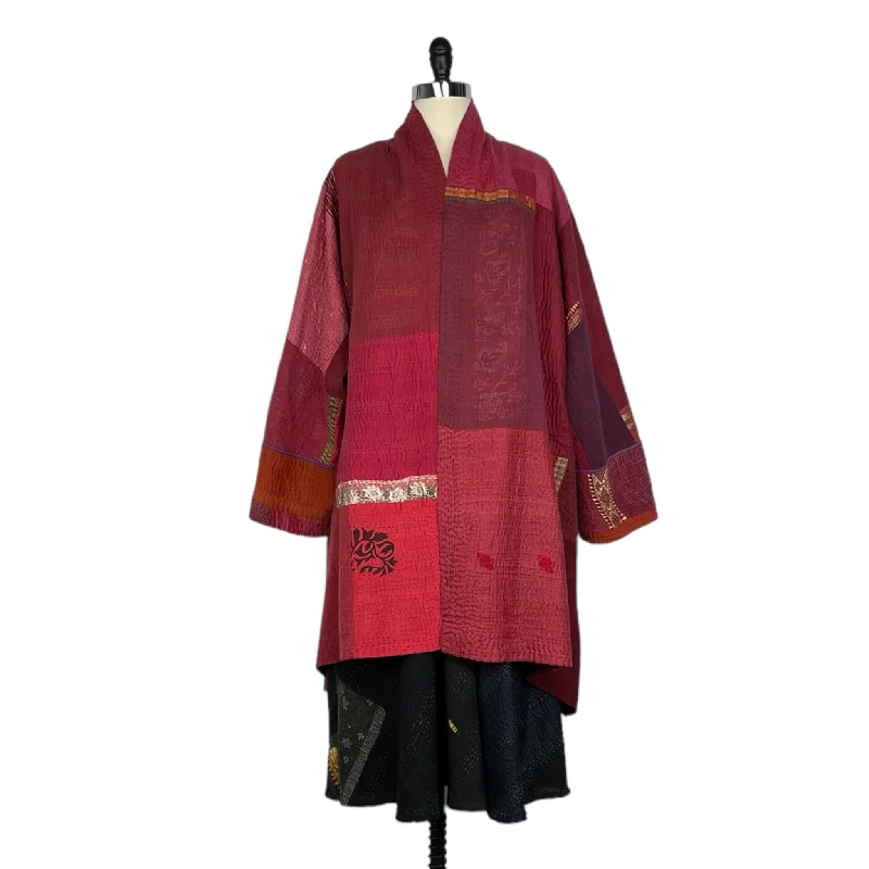 oversized puffer coatSW PATCH KANTHA KIMONO LONG JACKET