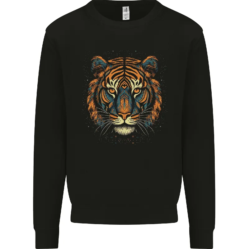Stock Up and Save cozy gym sweatshirtA Tribal Tiger Head Fantasy Mens Sweatshirt Jumper