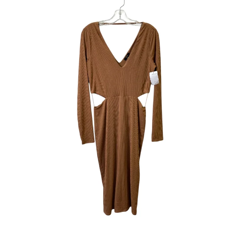 Super Sale ruffle dressDress Casual Midi By AFRM In Tan, Size:M
