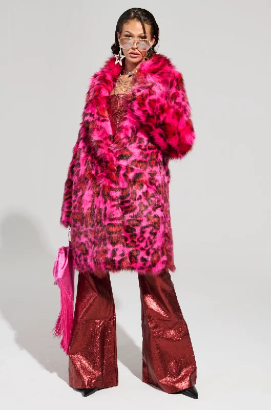 Unbeatable Prices trendy puffer coatCHEETAH DYNASTY PINK MULTI FAUX FUR JACKET