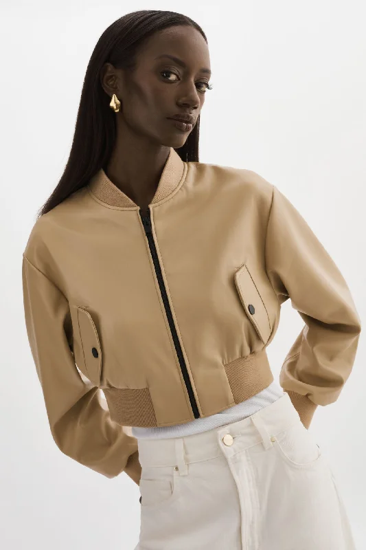 fashionable outerwearEVELIN | Faux Leather Cropped Bomber