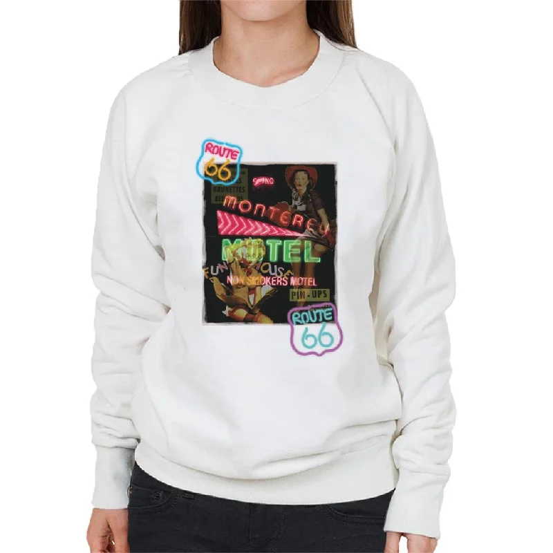 workout style hoodieRoute 66 Neon Motel Poster Women's Sweatshirt