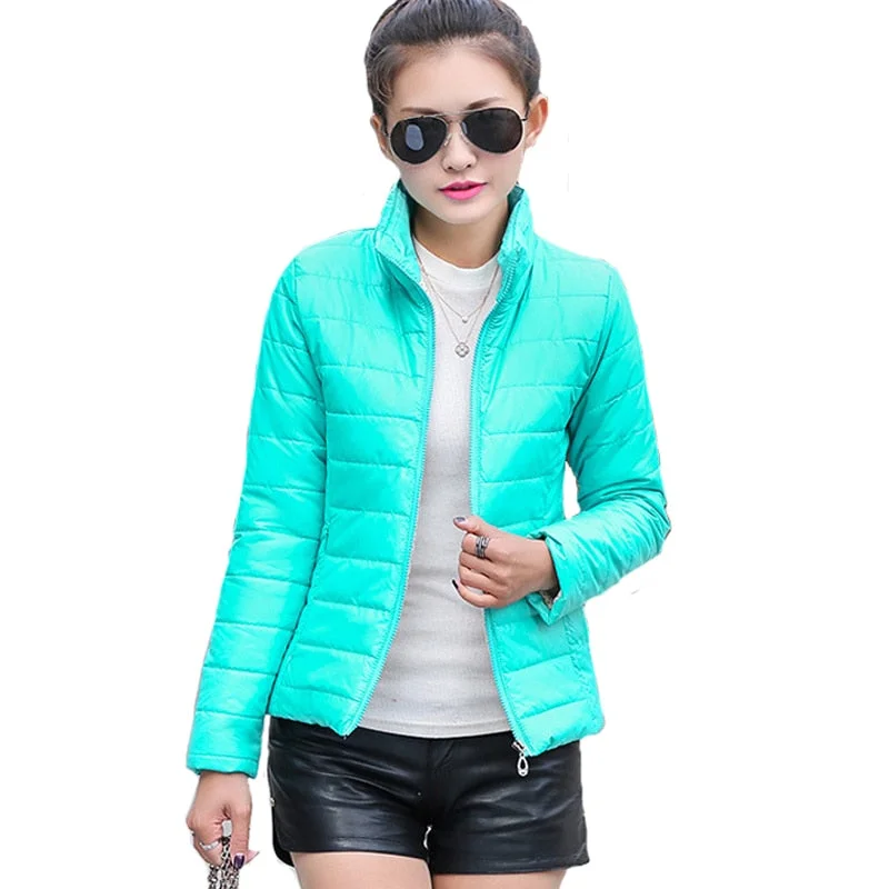 vintage coat2017 women winter basic jacket ultra light candy color spring coat female short cotton outerwear jaqueta feminina