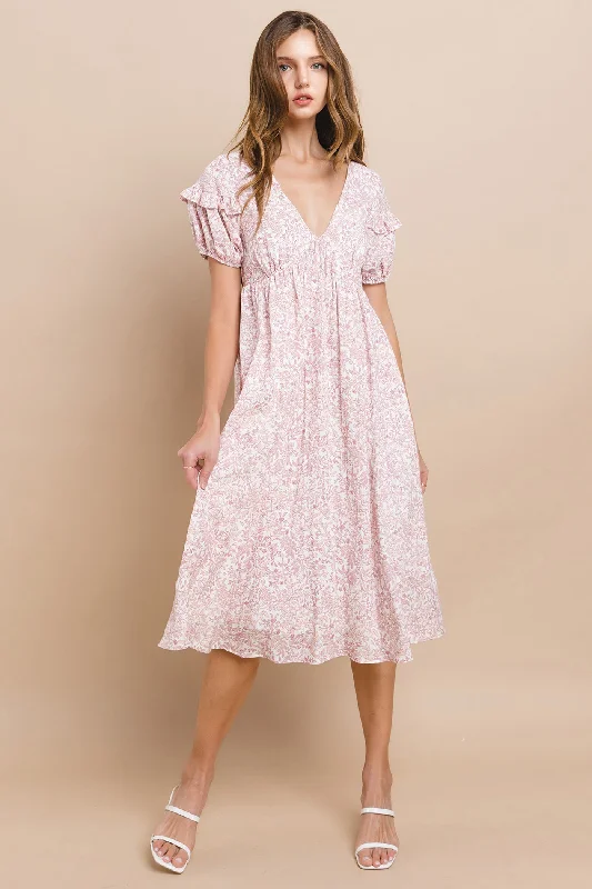 New Markdowns knit dressPink Floral Tie Back Midi Dress