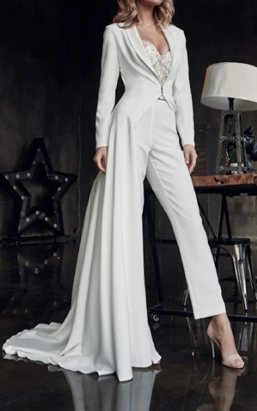 flowy dressFormal Elegant Two Piece Satin Boho Long Sleeve Wedding Dress Simple Modest Western Sweetheart Jumpsuit Gown