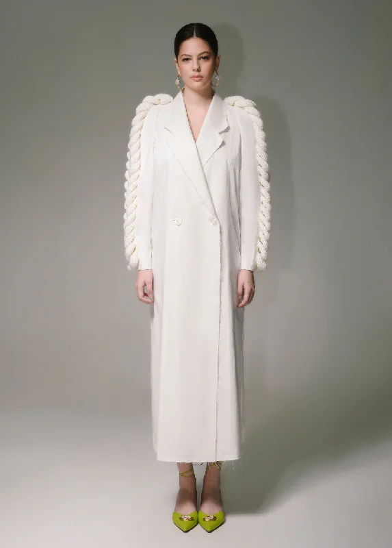 Exclusive Deal utility coatDENIM KNITTED SLEEVES TRENCH