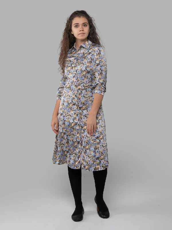 casual day dressLilac Floral Shirt Dress