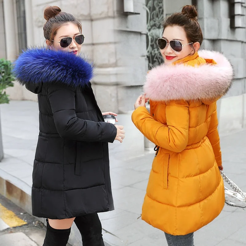 comfortable outerwearWinter Jacket Women New 2018 Coats Artificial raccoon hair collar Female Parka black Thick Cotton Padded Lining Ladies S-3XXXL