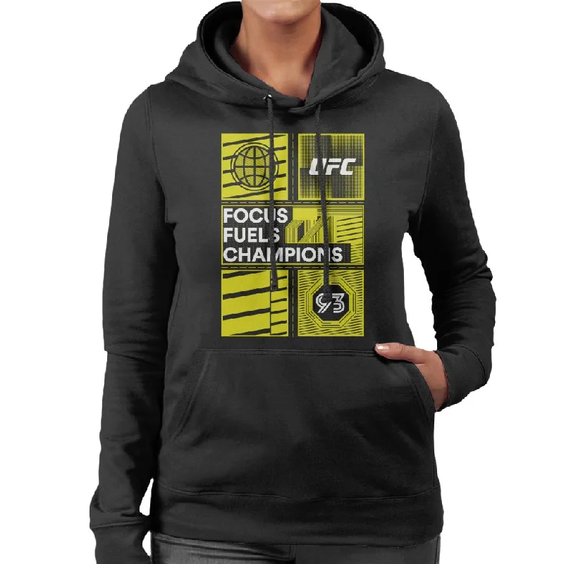 Huge Discounts graphic hooded sweatshirtUFC Yellow Block Poster 93 Women's Hooded Sweatshirt