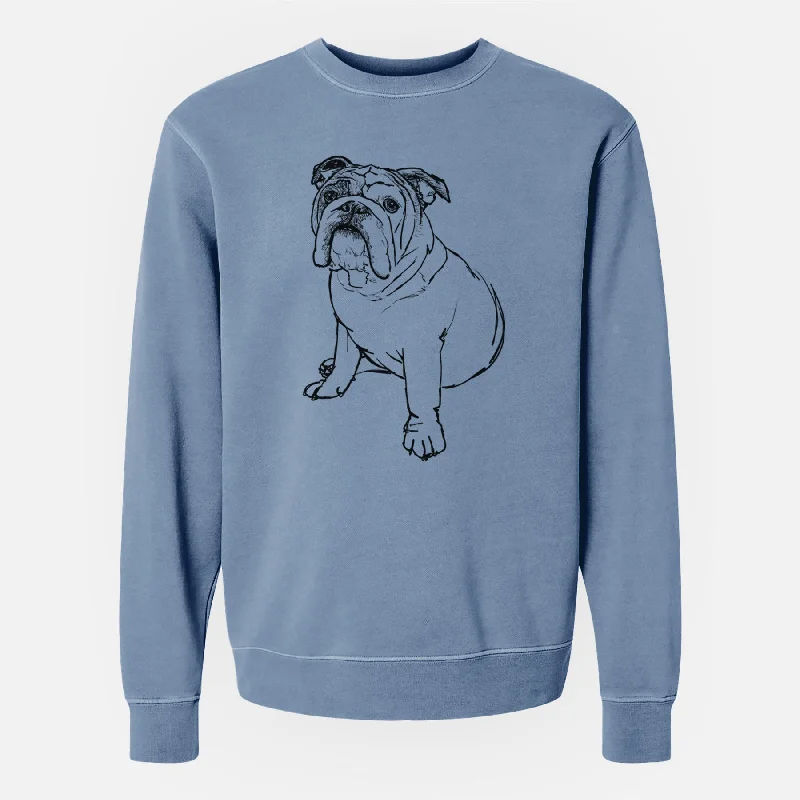 Huge Savings urban activewear hoodieDoodled Yogi the English Bulldog - Unisex Pigment Dyed Crew Sweatshirt