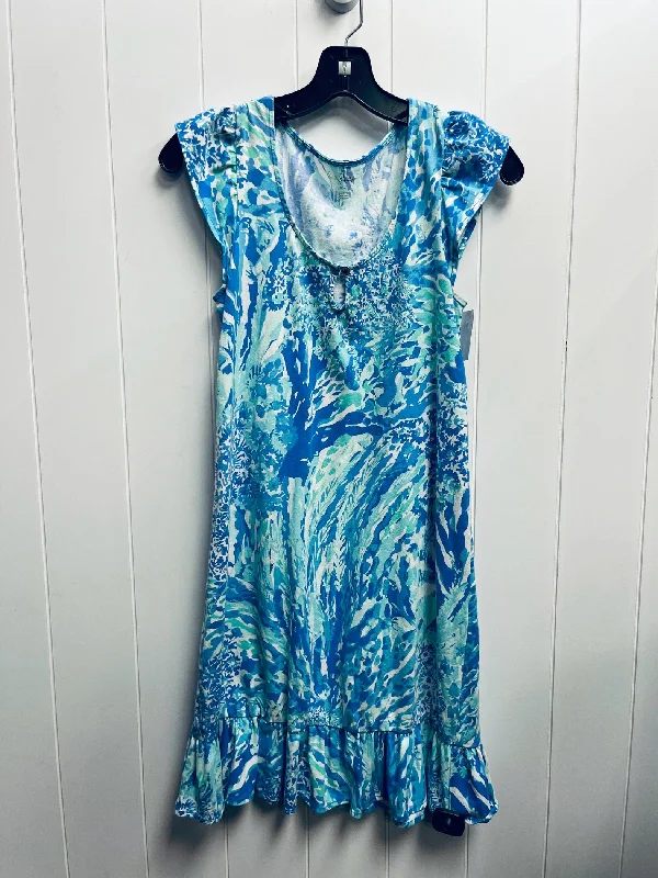 satin midi dressDress Designer By Lilly Pulitzer In Blue & Green, Size: Xs