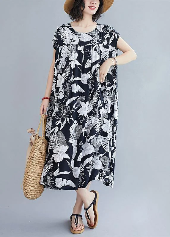 Anniversary Sale form-fitting dressWomen o neck pockets summer quilting dresses Runway black print Dress