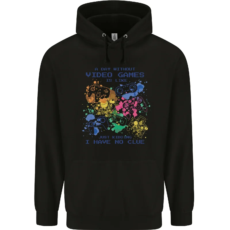 Price Slash fitted hoodieA Day Without Video Games Mens 80% Cotton Hoodie