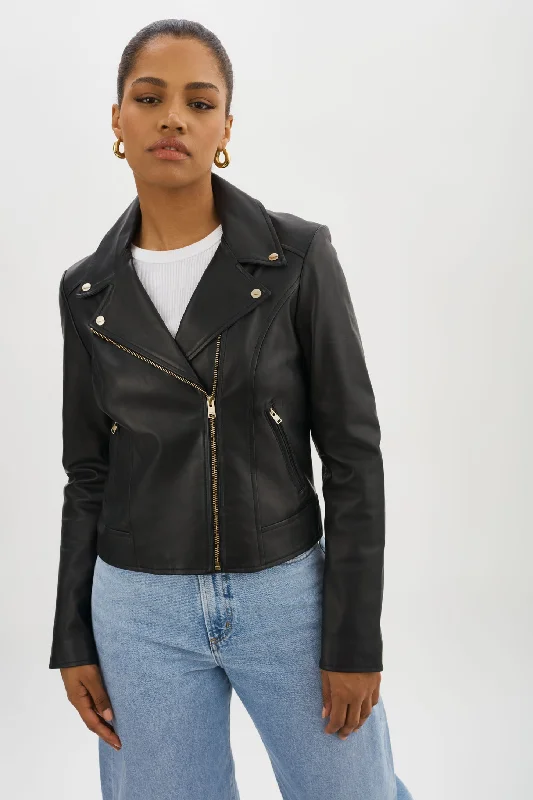 zip-up jacketKELSEY GOLD | Leather Biker Jacket