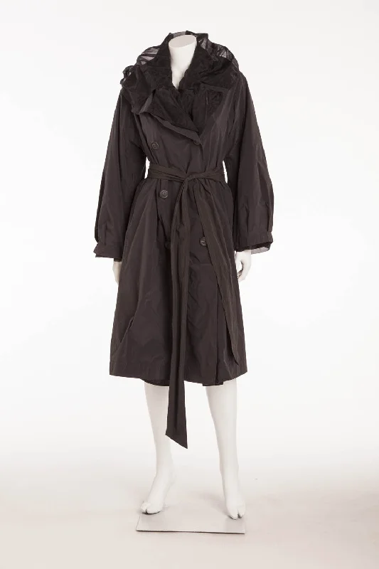 stylish lightweight coatDonna Karan - 2PC Black Trenchcoat with Black Tulle Lightweight Trench coat (Can be Worn Separately) - 8