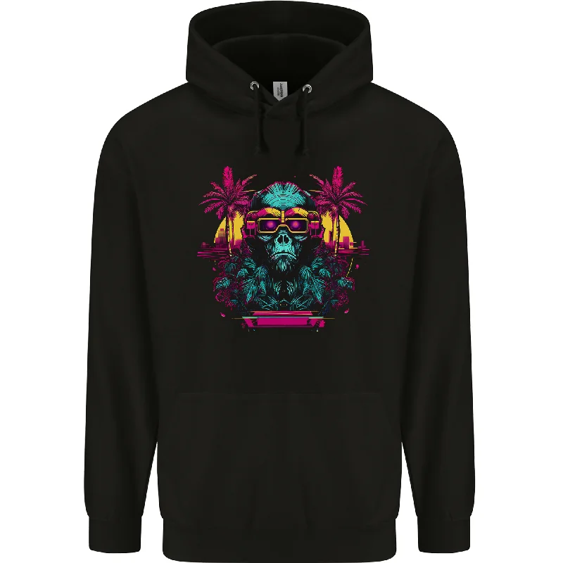 retro hoodieA Cyberpunk Monkey Mens 80% Cotton Hoodie