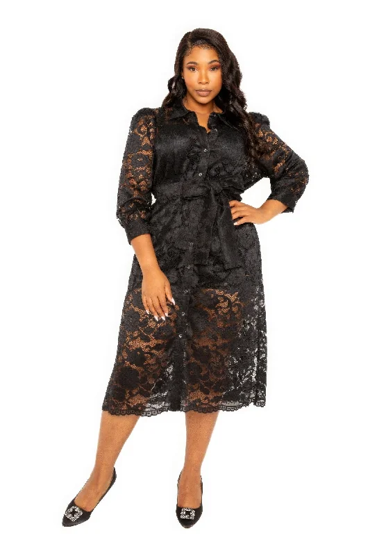 party dressBelted Lace Shirt Dress