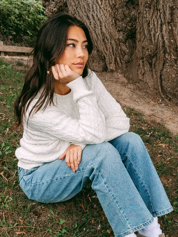 Hot Deal HARLOW MABLE CABLE KNIT SWEATER - OFF WHITE