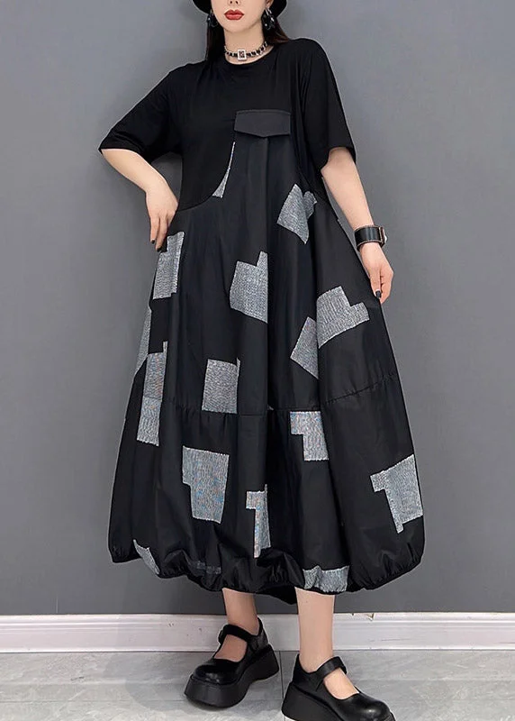 Amazing Deals sophisticated dressVogue Black O-Neck Print Patchwork Long Dress Short Sleeve Amazing Deals sophisticated dressVogue Black O-Neck Print Patchwork Long Dress Short Sleeve