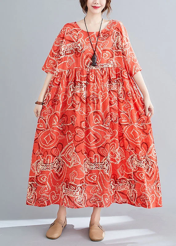 Crazy Deals summer dressModern Red O-Neck Print Wrinkled Cotton Beach Dress Short Sleeve Crazy Deals summer dressModern Red O-Neck Print Wrinkled Cotton Beach Dress Short Sleeve