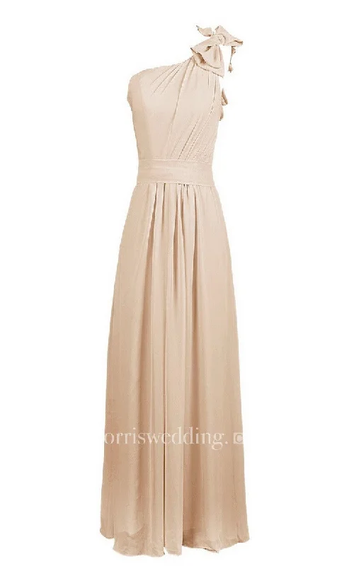 lace dressOne-shoulder Chiffon Dress With Bow at Shoulder