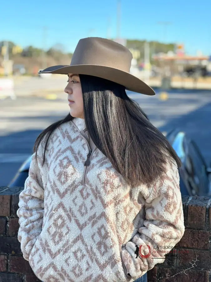 Clearance Items Cinch Womens Beige w/Light Pink Aztec Pattern Half Zip