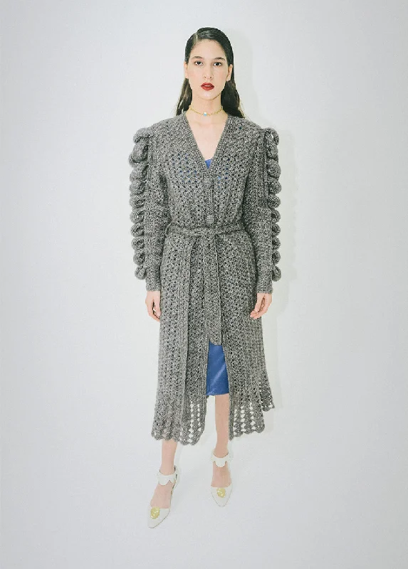 Amazing Deals minimalist jacketHAND KNITTED GRAY COAT