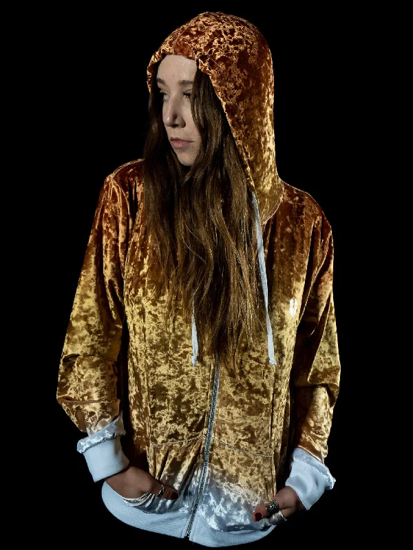 Special Buy Bronze Unisex Crushed Velvet Zip-Up