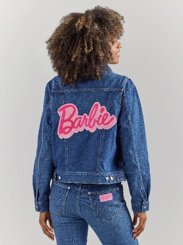 lightweight outerwearWrangler X Barbie Women's Zip Front Denim Jacket In Wrangler Blue