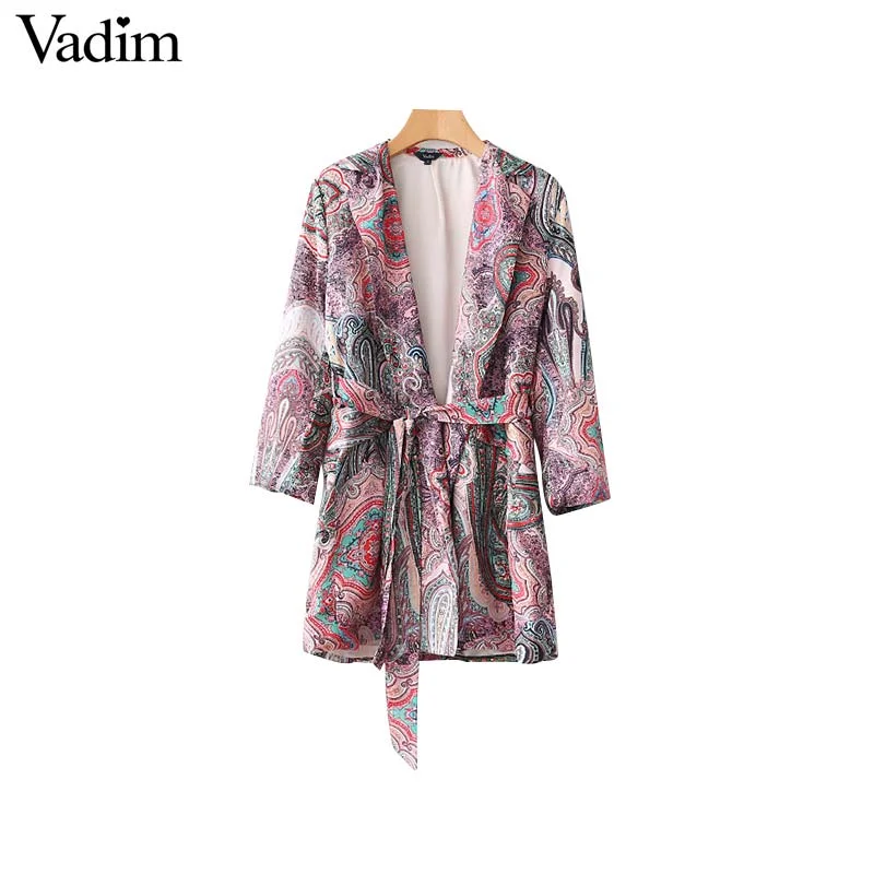 lightweight outerwearVadim fashion paisley pattern kimono coat open stitch bow tie sashes long sleeve outerwear ladies summer loose tops CA013