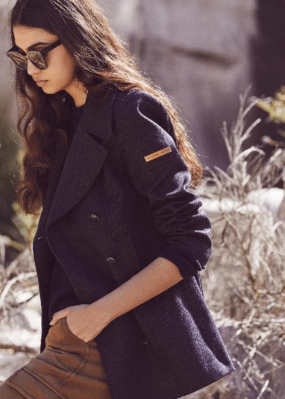 cozy coatHéritage peacoat for women in Merino wool - SAINT JAMES x Atelier Tuffery (INDIGO/CHANVRE)